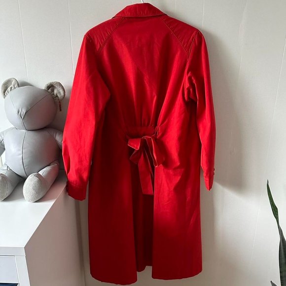Red vintage 80s trench coat - Picture 5 of 7